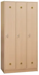 STL - 180 - 90 šatní skříň dřevěná, 3-dveřová, šatní tyč, 1800 x 900 x 500, sokl, buk royal